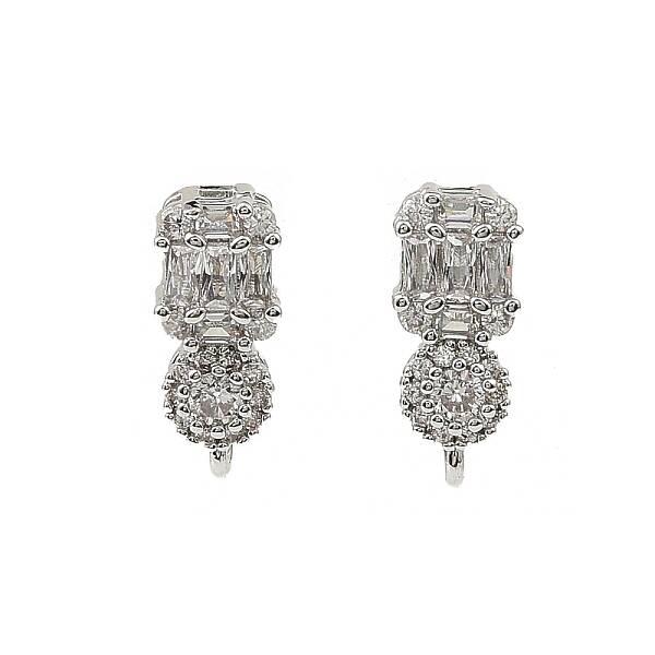 Brass Micro Pave Clear Cubic Zirconia Stud Earring Findings