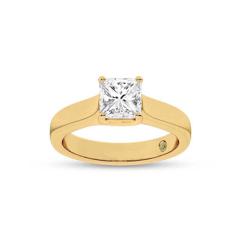 Bold Cross Prong Princess Cut Lab Grown Diamond Solitaire Ring | 14K Yellow Gold 3 1/2 CT. TW.