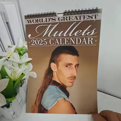 World's Greatest Mullets Calendar, 1 Count 2025 Wall Calendar, Rock and Roll Hairstyle Calendar, Home Office Hair Salon Shop ...