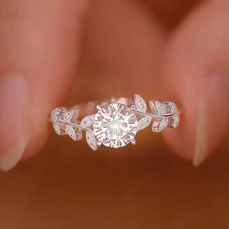 Buy 2 Get 1 Free！S925 Sterling Silver Laurel Leaf & Rose Goddess Ring with Sparkling 5A Zirconia - Ideal Wedding, Holiday &...