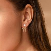 ASCOMY 14k Gold Plated Pearl Earrings Fashion Bow Earrings Cute Dangling Hypoallergenic Lightweight Earrings Pearl Earrings J...