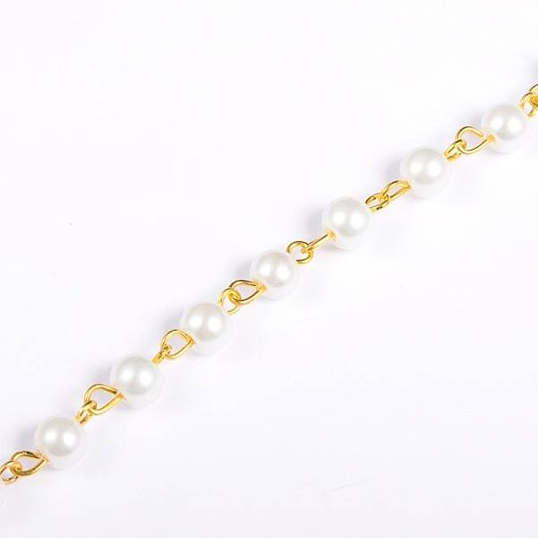 Handmade Round Glass Pearl Beads Chains for Necklaces Bracelets Making