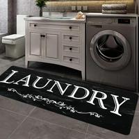Letter Pattern Laundry Room Mat, Non-slip Soft Floor Mat, Water Absorbent Bath Mat, Decorative Carpet for Home Living Room Be...