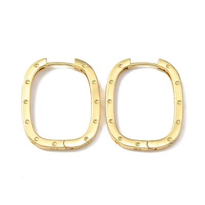 Brass Oval with Polka Dot Hoop Earrings for Woman