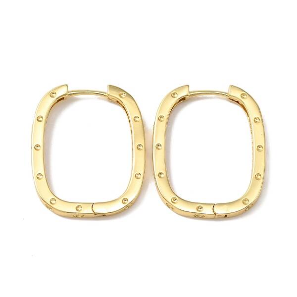 Brass Oval with Polka Dot Hoop Earrings for Woman