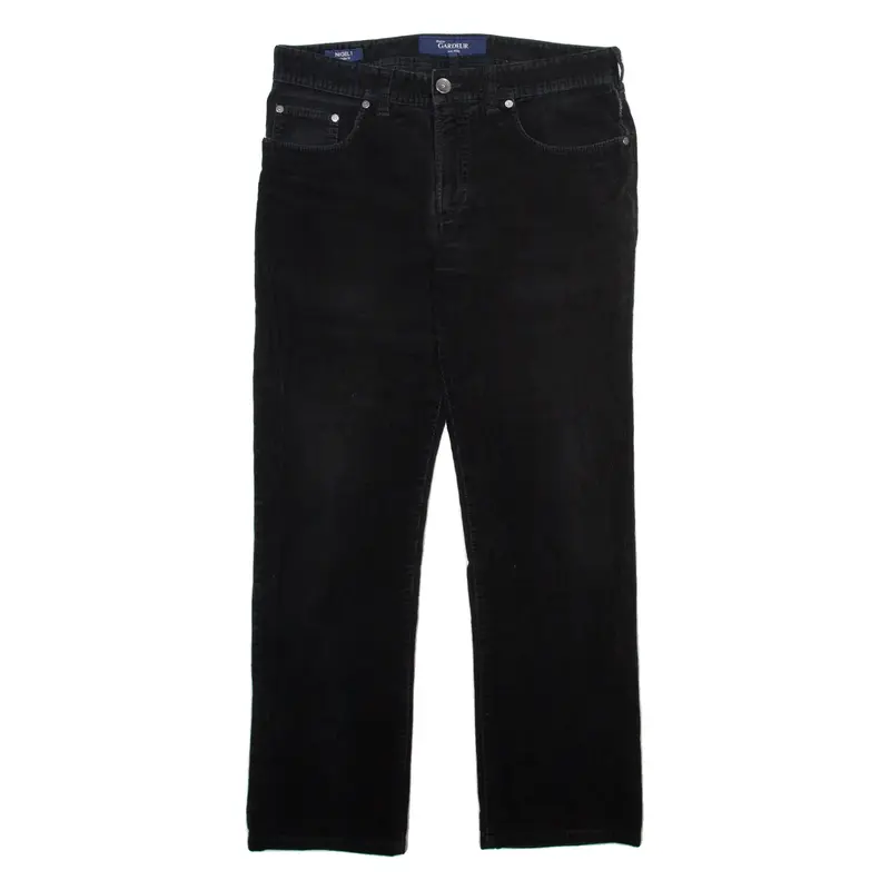 GARDEUR Mens Corduroy Trousers Black Regular Straight W34 L30