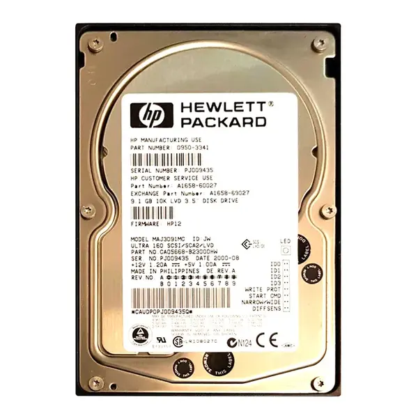 A1658-69027 HP 9.1GB Wide Ultra2 SCSI 10000 3.5-inch Hard Drive