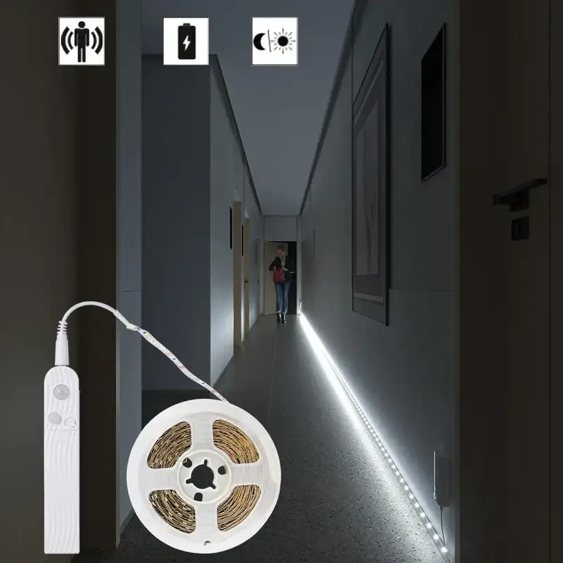 LED Sensor Light Strip without Battery, 1 Roll Battery Required LED Lights Strip, Multipurpose SMD Flexible LED Night Light F...