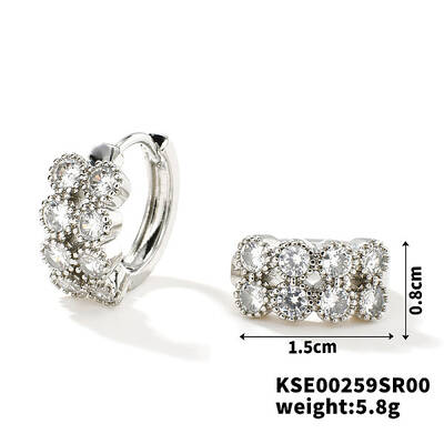 Geometric Shape Earrings with Micro Inlaid Diamonds
