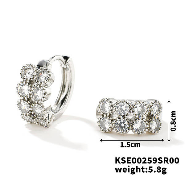 Geometric Shape Earrings with Micro Inlaid Diamonds