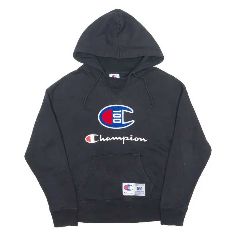 CHAMPION Mens Black Hoodie S
