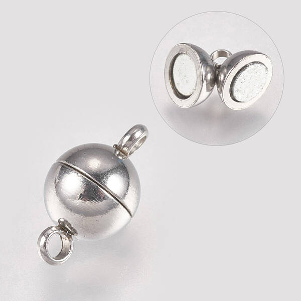 Tarnish Resistant 304 Stainless Steel Magnetic Clasps with Loops