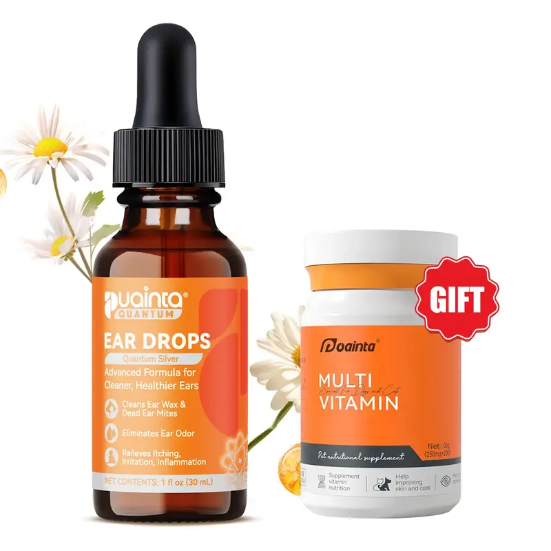 Puainta Ear Cleaner 30ml Dog Ear Infection Treatment, Quantum Silver Ear Drops for Dogs Ear Infection Ear Mites Treatment fo...
