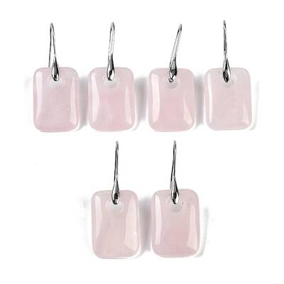 Natural Rose Quartz Dangle Earrings