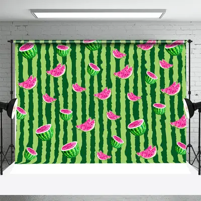 Watermelon Stripe Flesh Birthday Backdrop For Photo - Aperturee
