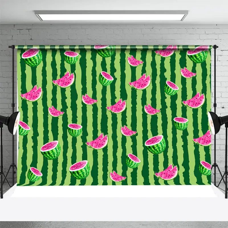 Watermelon Stripe Flesh Birthday Backdrop For Photo - Aperturee