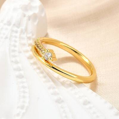 Brass Micro Pave Clear Cubic Zirconia Finger Rings for Women
