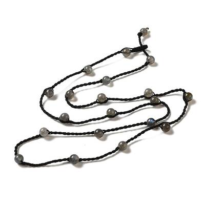 Natural Labradorite Braided Bead Necklacess
