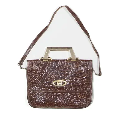 Leather Look Shoulder Bag Brown Womens