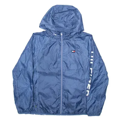 TOMMY SPORT Mens Track Jacket Blue Hooded XL