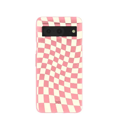 Bubblegum Pink Warped Checkers Google Pixel 8 Case
