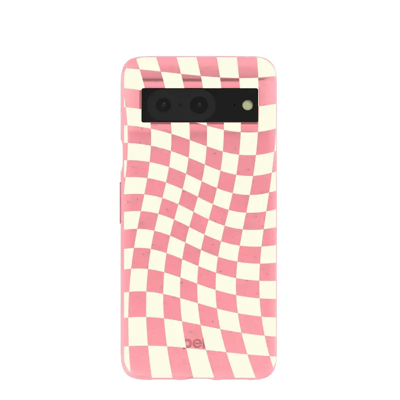 Bubblegum Pink Warped Checkers Google Pixel 8 Case