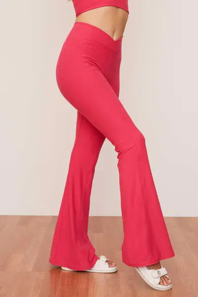 Lychee Crossover Flare | Size: XS - Regular | Color: Lychee | Style: Crossover Waistband