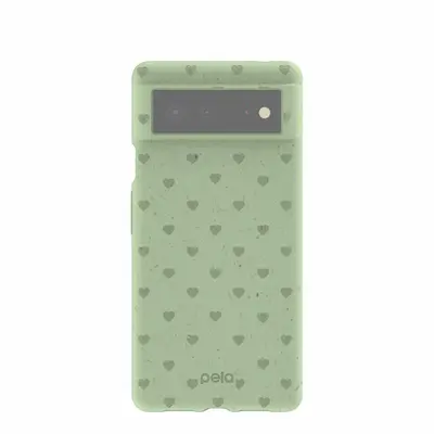 Sage Green Hearts Google Pixel 6 Case