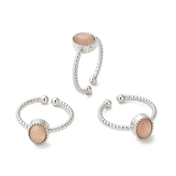 Natural Sunstone Open Cuff Ring
