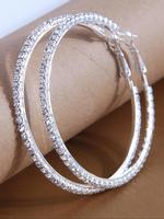 Women's Elegant Rhinestone Decor Hoop Earrings, 1 Pair Fashion Glittering Hoop Earrings for Party, Daily Decor, Trendy All-ma...