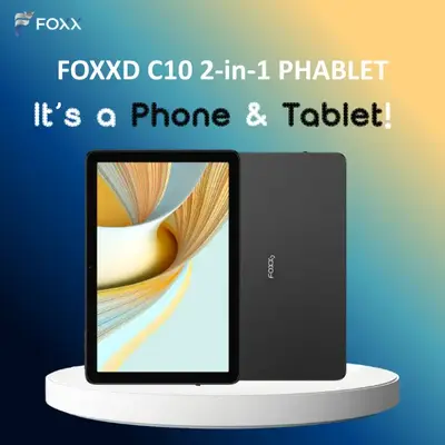 FOXXD Unlocked C10 All-in-One Smart Tablet – 10.1 HD Display, 8MP Camera, 4GB+64GB, MediaTek Quad-Core, 5000mAh Battery B...