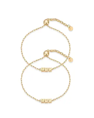 PAVOI 14K Gold Plated Friendship Matching Adjustable Bracelets for Women - Gold Best Friends Bracelet Set - BFF ILYSM Bracele...