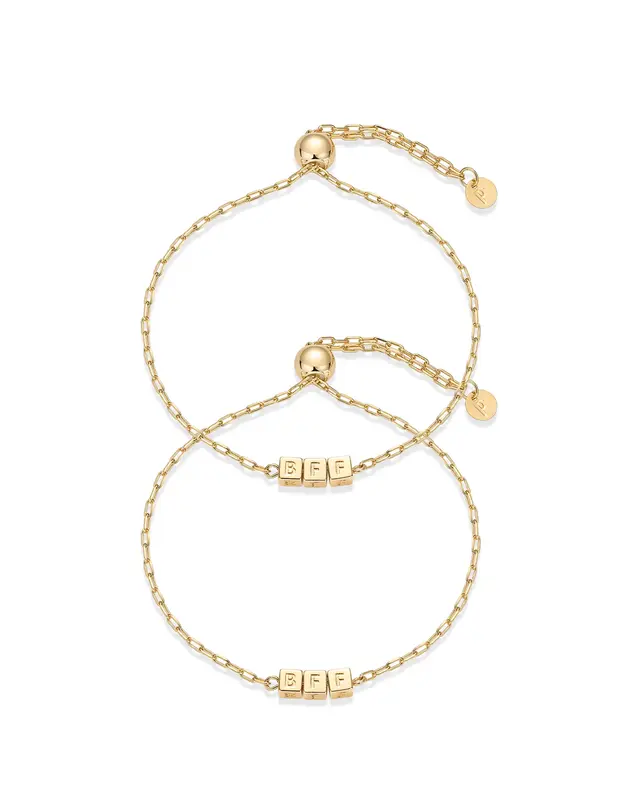PAVOI 14K Gold Plated Friendship Matching Adjustable Bracelets for Women - Gold Best Friends Bracelet Set - BFF ILYSM Bracele...