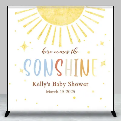 Custom Here Comes The Sonshine Baby Shower Backdrop - Aperturee