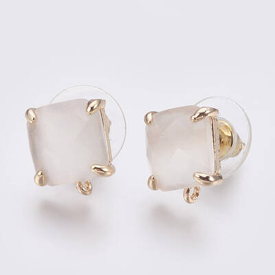 Faceted Glass Stud Earring Findings