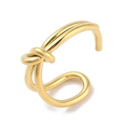 Simple Knotted 304 Stainless Steel Open Cuff Ring for Women Men