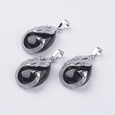Natural Dyed & Heated Black Agate Pendants