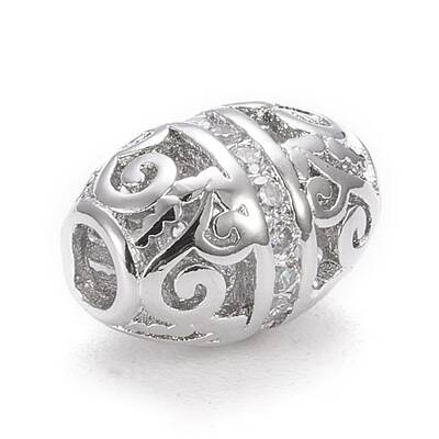 Brass Micro Pave Clear Cubic Zirconia Beads
