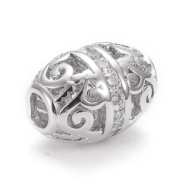 Brass Micro Pave Clear Cubic Zirconia Beads