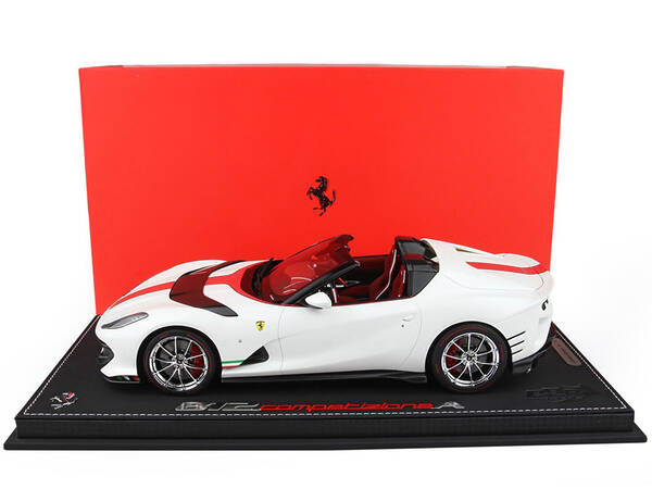 Ferrari 812 Competizione Aperta Bianco Italia Matt White with Red Stripe and Red Interior with DISPLAY CASE Limited Edition t...