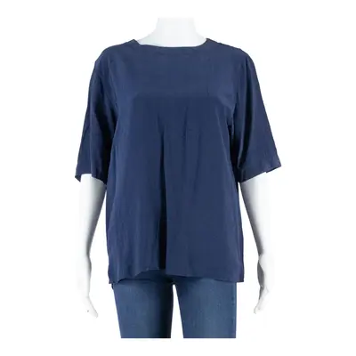 ALBERTO FABIANI Womens Blouse Blue Faux Silk S