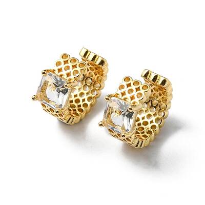 Clear Glass Square Cuff Earring