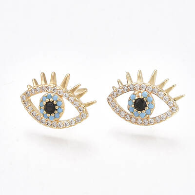 Brass Cubic Zirconia Stud Earrings
