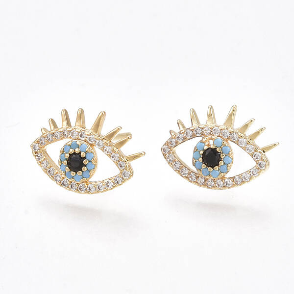 Brass Cubic Zirconia Stud Earrings