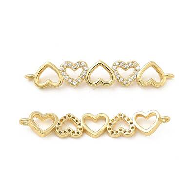 Brass Micro Pave Clear Cubic Zirconia Connector Charms