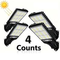 Solar Powered Outdoor Light, 4 Counts Solar Sensor Light with Remote Control, LED Safety Light for Garden, Garage, Yard, Outd...