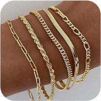 Tewiky  Bracelets for Women Waterproof,  Jewelry Sets for Women Trendy Thin Dainty Stackable Cuban Link Paperclip Chain Brace...