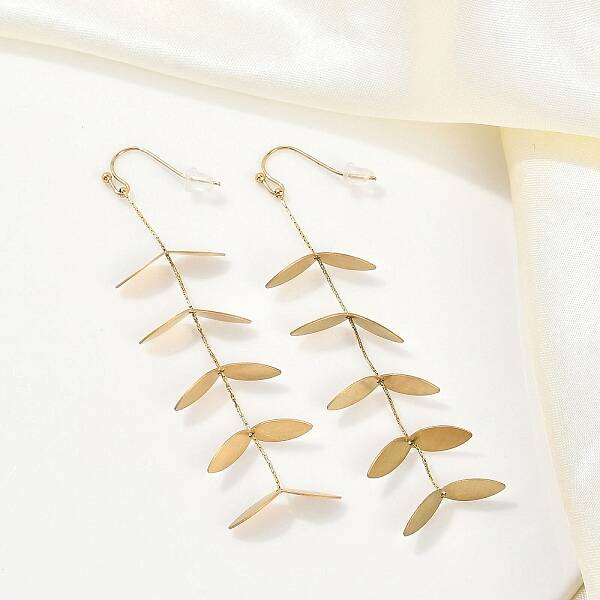 304 Stainless Steel Leaf Stud Earrings for Women