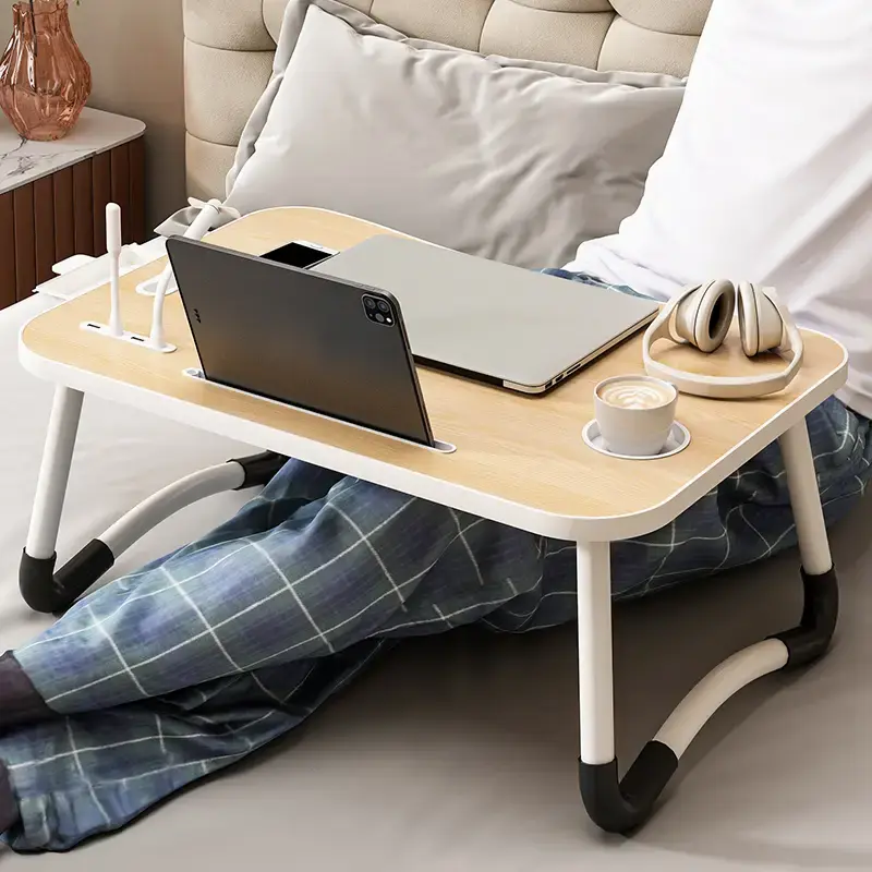 Large Laptop Desk,Portable Foldable Laptop Table,Lap Desk With 4USB Ports Fan,Storage Drawerand CupHolder,Suitable for Writin...