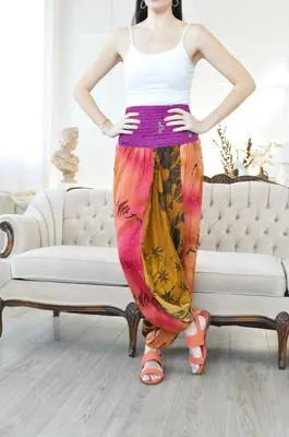 Good Karma Mixed Print Harem - Upcycled | SIZE: O/S | Color: Earth Tones